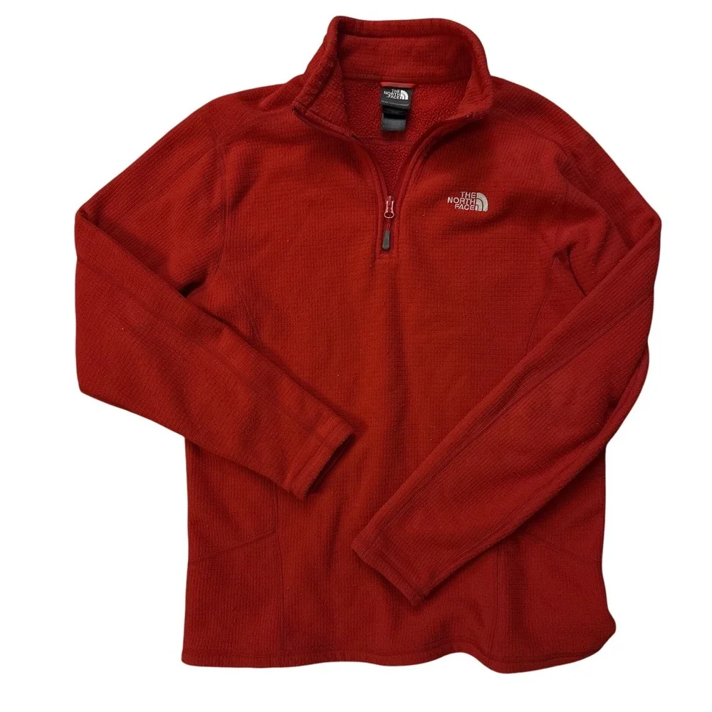 The North Face Mens TKA 100 Glacier Quarter Zip Fleece Pullover Red Medium